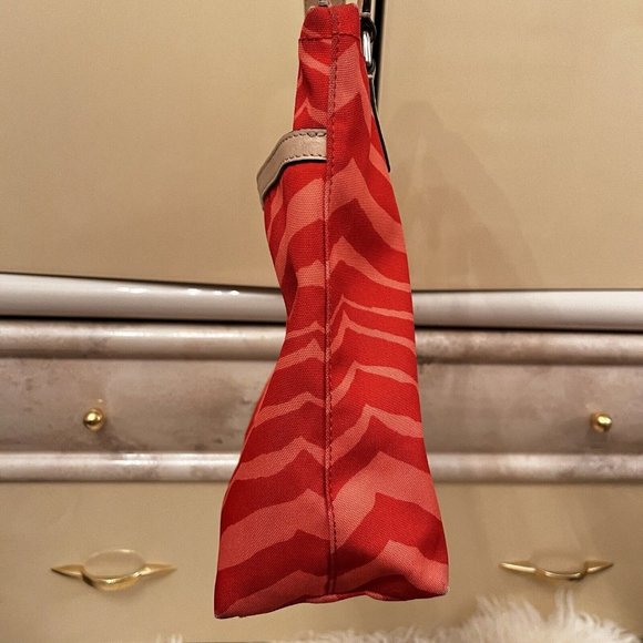 Coach Vintage Y2k Zebra Animal Print Hot Coral Tote Hand Bag - Picture 4 of 13